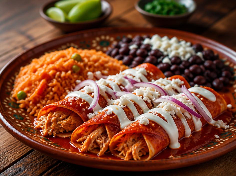 Chicken Enchiladas in Red Sauce